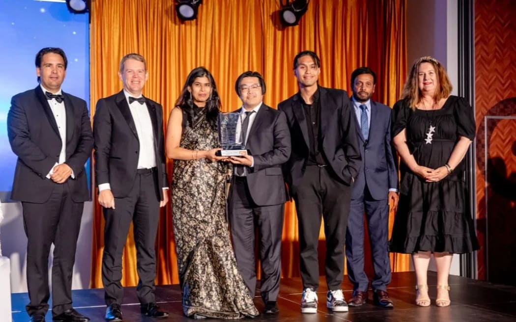 Mission HQ co-founder Diana Sharma receives the Supreme Business of the Year Award at Indian Newslink’s awards ceremony in South Auckland.