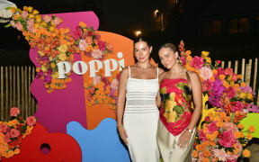 MONTAUK, NEW YORK - JULY 28: Avery Woods and Emilie Kiser attend the Poppi Soda's Back Beach Bash at Gurney's Montauk on July 28, 2023 in Montauk, New York.   Eugene Gologursky/Getty Images for Poppi/AFP (Photo by Eugene Gologursky / GETTY IMAGES NORTH AMERICA / Getty Images via AFP)