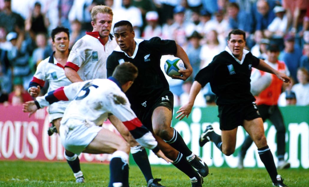 Jonah Lomu in action during the 1995 World Cup.