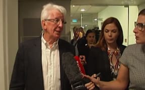RNZ chair Richard Griffin quzzed by reporters on the way to Thursday's hearing.
