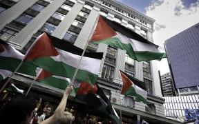 Protest outside the Israeli Embassy in Wellington on 9 November, 2023.