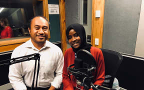 Peter Fa'afiu and Fatumata Bah in studio