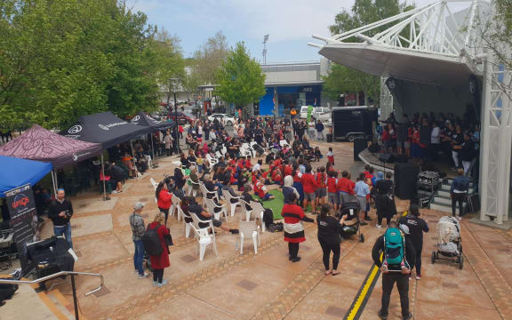 About 300 people marched from Pakaitore to Majestic Square today, in response to the deaths of five Māori women in Whanganui this year.
