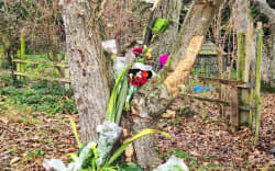 Flowers at the scene of a crash in Rangiora.