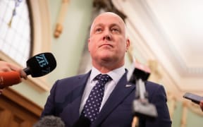 Christopher Luxon speaking to media at Parliament