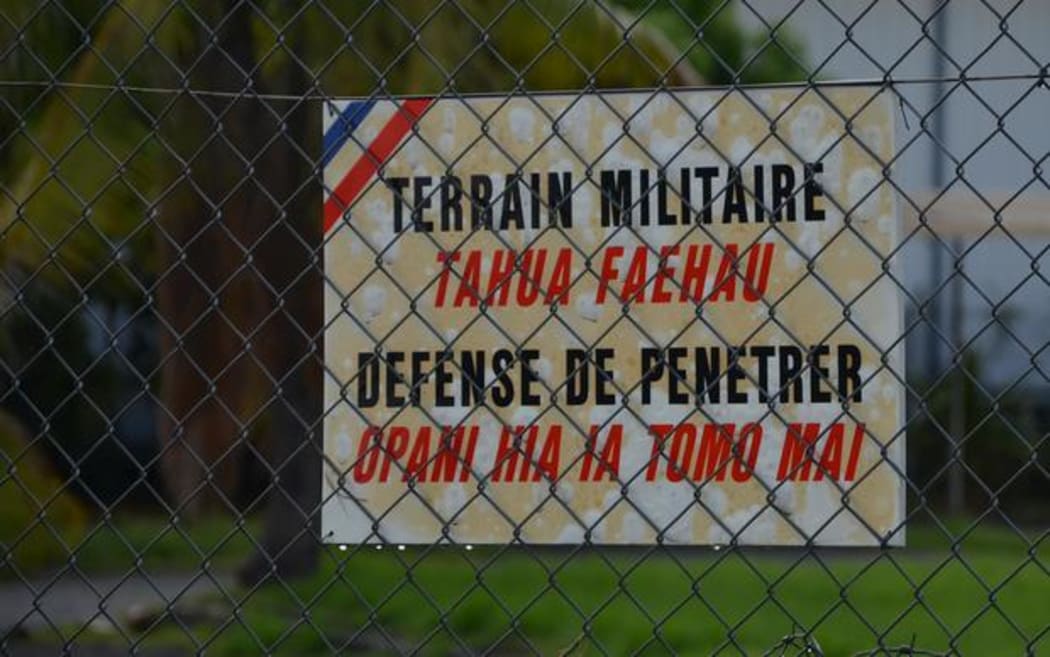 Perimeter fence of the French military base in Tahiti.