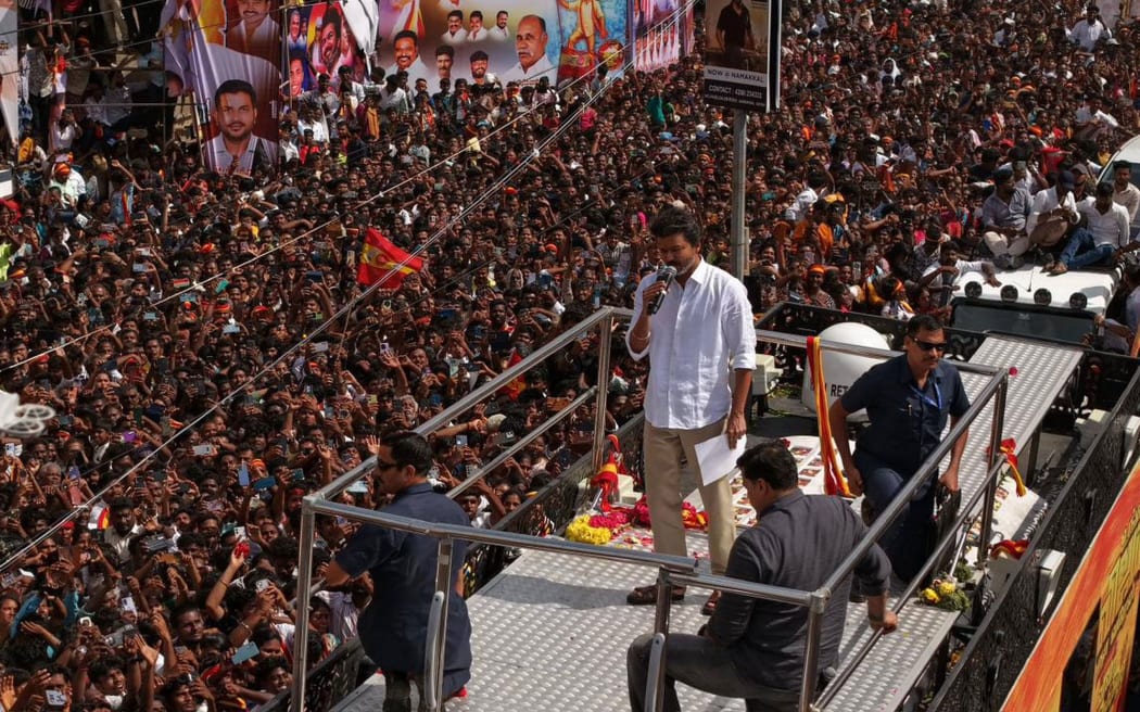 Tragedy struck during an election campaign of Tamilaga Vettri Kazhagam led by actor turned politician Vijay, in Karur district of Tamil Nadu.
Mandatory Credit:	Seshadri Sukumar/IMAGO/Newscom via CNN Newsource