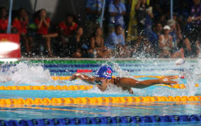 Flying - Olivia Borg brings home Samoa's first Pacific Games gold medal in the 100m butterfly. 20 November 2023