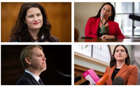 Who pays and how to fix the cost of living crisis have been at the heart of tax policy discussions this week. Clockwise from top left, National Party deputy leader Nicola Willis, Te Pāti Māori coleader Debbie Ngarewa Packer, ACT Party deputy leader Brooke van Velden and Labour leader Chris Hipkins.