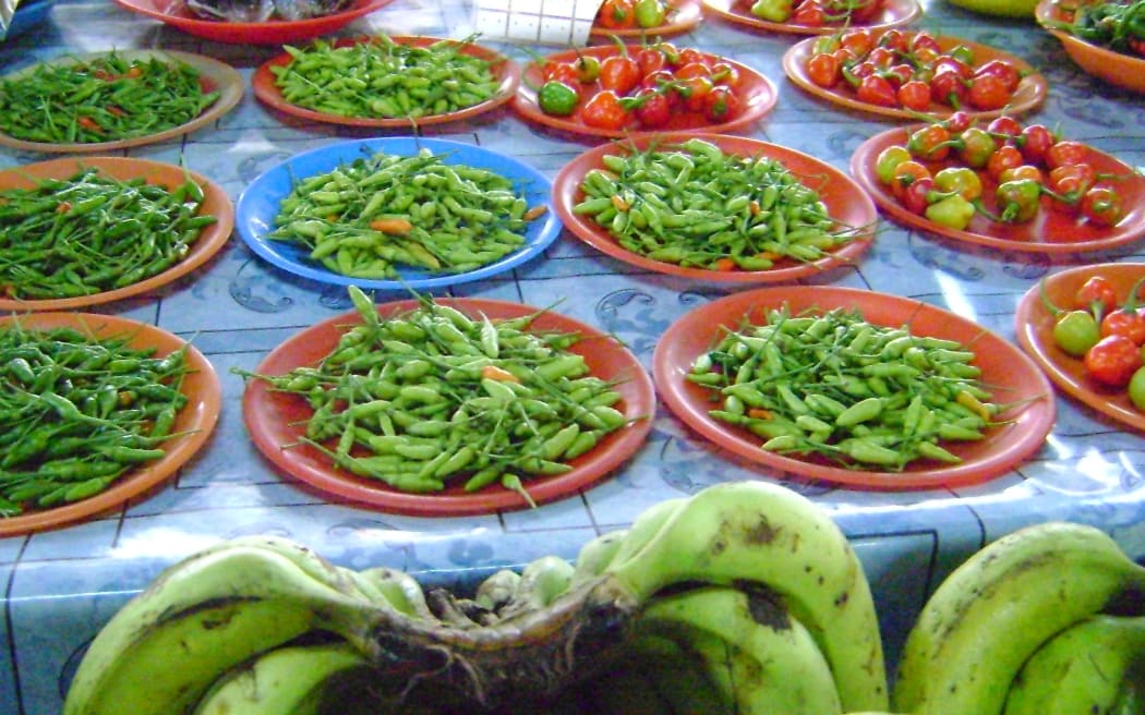 Local food on display in a Fijian market
