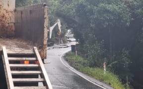 Slip on a road in west Auckland