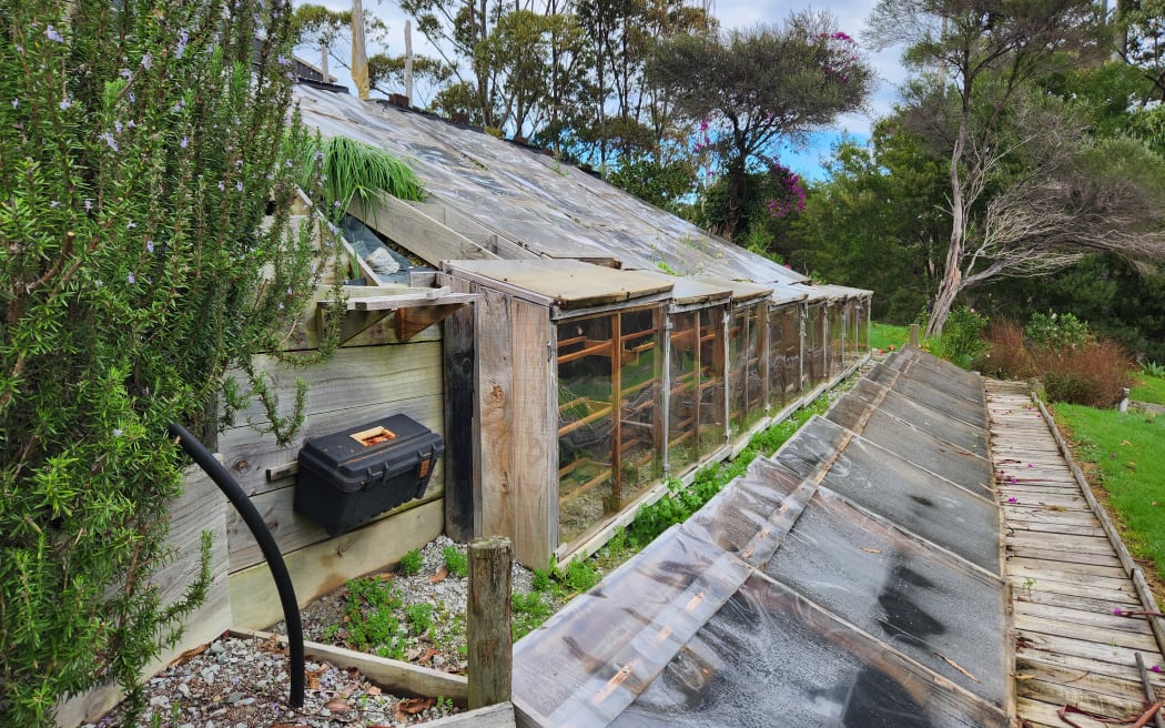 Salt evaporators built into the hillside in James' garden