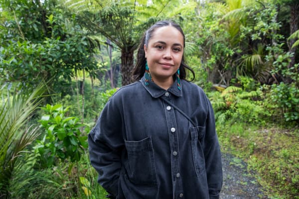 Chef Kārena Bird at Velskov native forest farm.