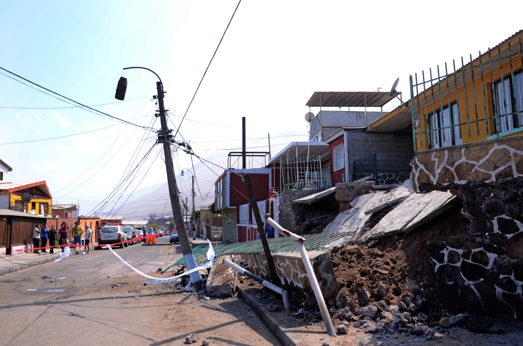 Houses in Iquique were damaged in Tuesday's quake.