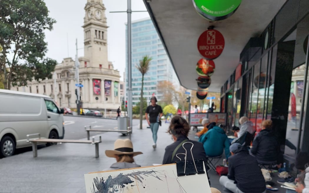 Hundreds of people will be sketching in Aotea Square today.