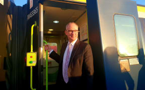Transport Minister Phil Twyford  at the announcement of the government's $94m investment in the Wairarapa rail network.
