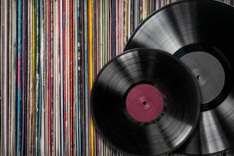 Vinyl records with cf a collection of albums background