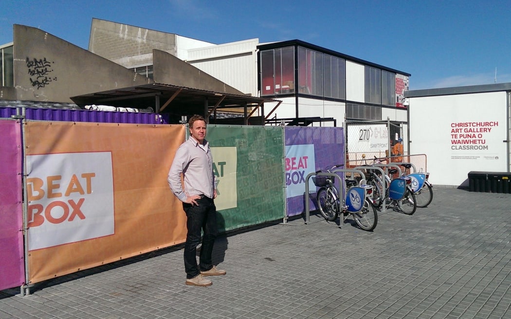 Deane Simmonds outside Beatbox just prior to its completion.The building is open to the public from Monday.