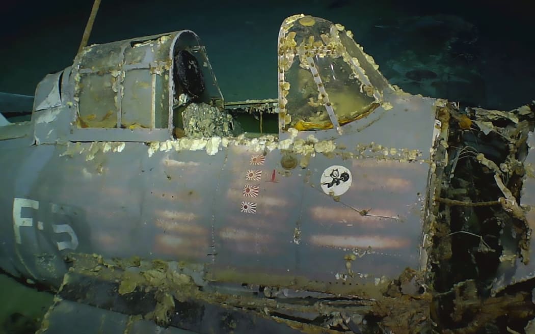 A wrecked plan from the USS Lexington, a US aircraft carrier which sank during World War II and has recently been found.