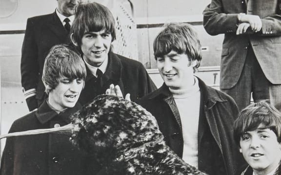 The Beatles arriving in New Zealand