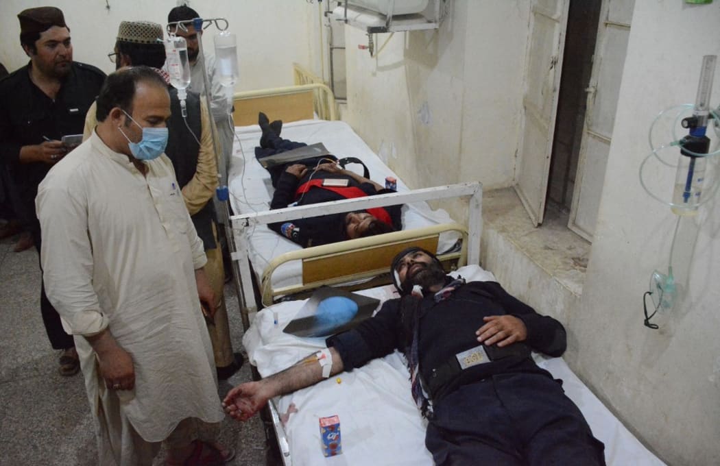 QUETTA, PAKISTAN - APRIL21: Injured people are seen at a hospital after an bomb explosion at Sereena Hotel in Quetta, Pakistan April21,202 .