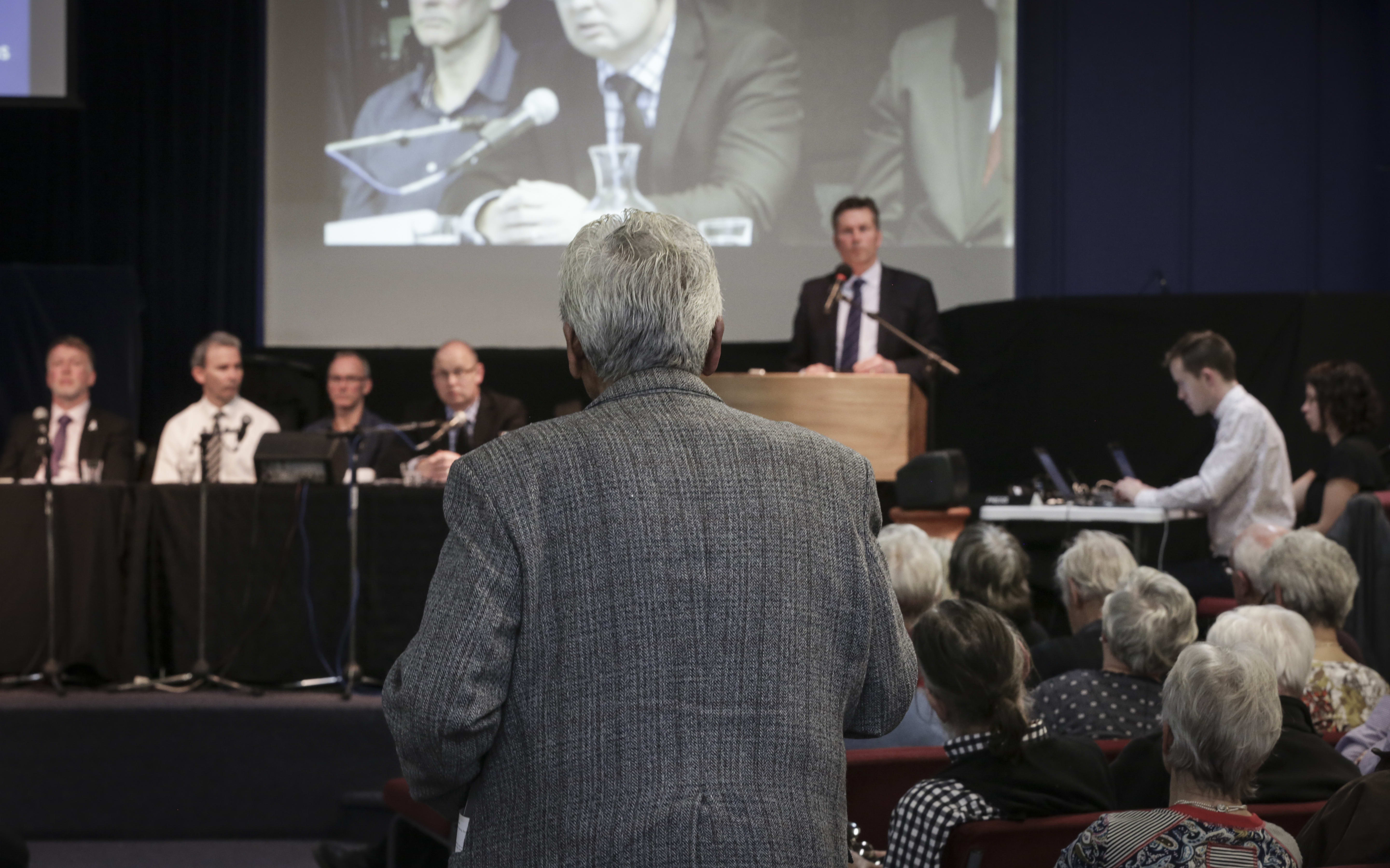 Havelock North residents had many questions for the panel of 12