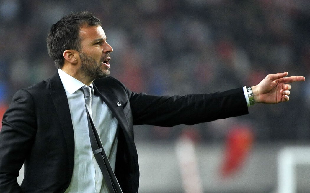 The All Whites coach Anthony Hudson. China v New Zealand All Whites. 2014.