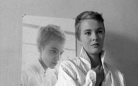 Jean Seberg in Jean-Luc Godard's BREATHLESS (1960).