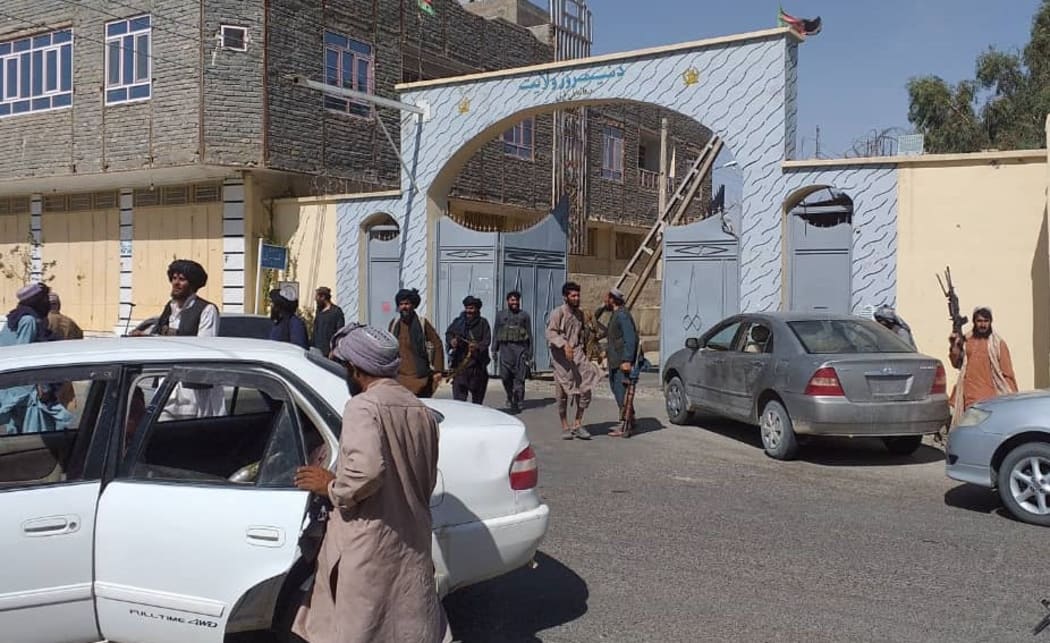 Image shows that the Afghanistan provincial govt building in the city of Sheberghan in the northern Afghan province of Jawzjan is seized by Taliban on Saturday Aug 7, 2021.