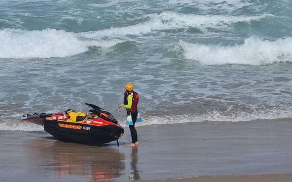 Surf Lifesaving crews at Opoutere Beach after a group of seven people signalled for help.