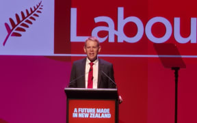 Chris Hipkins at the Labour Party AGM in 2025.