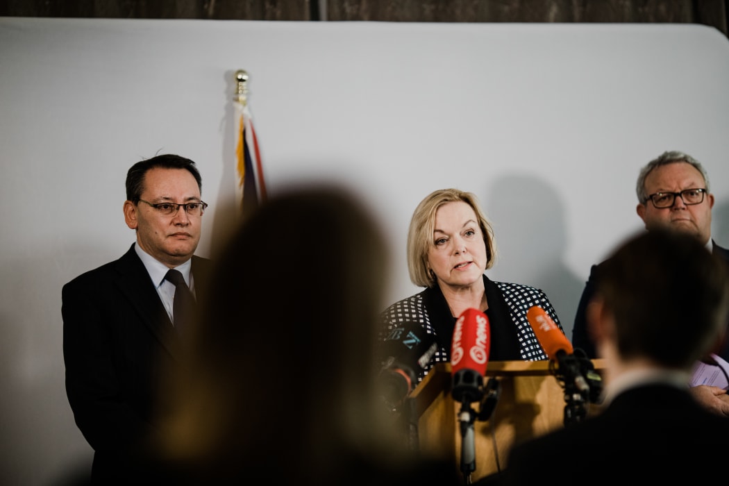 Judith Collins at National's border announcement today.