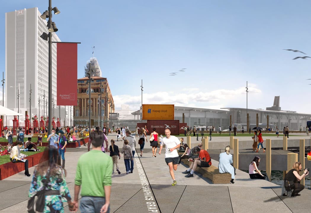 The possible shape of new public space east of Queen's Wharf.