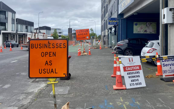 Roadworks on Great North Road in Grey Lynn on 13 December 2023.