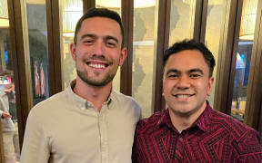 Will Flavell with former student and now Franklin Local Board member, Logan Soole, who is also his friend. Flavell says a key value for him is raising even better leaders.