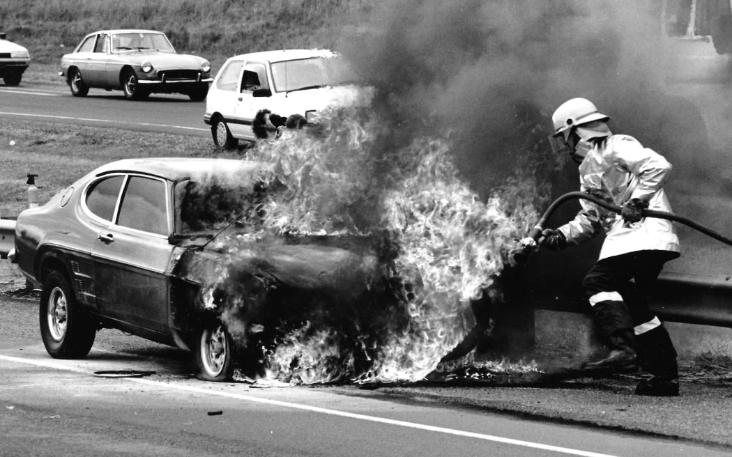 Brett Gonzo How putting out his first fire on the Auckland motorway in 1989.