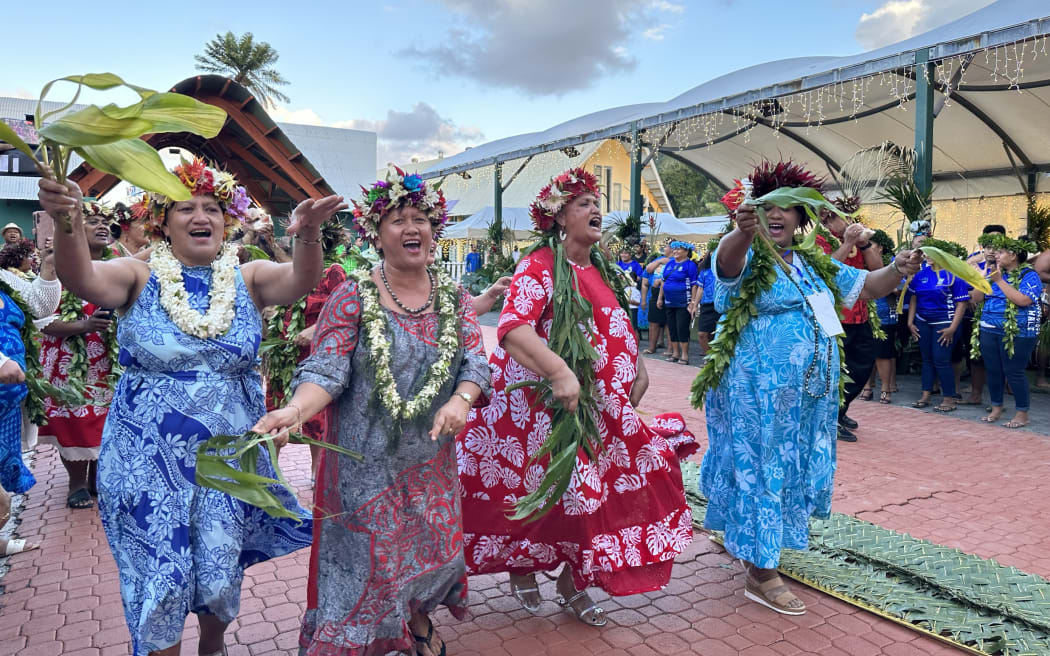 Performers at the opening ceremony of the 52nd Pacific Islands Leaders Meeting in Rarotonga. 6 November 2023.