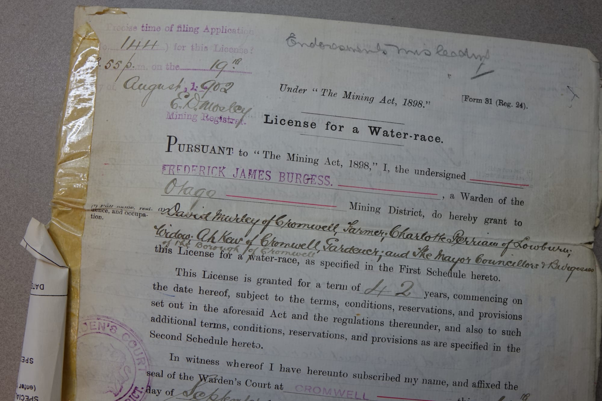 Photo of 1902 document