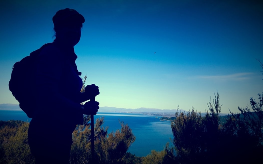 A hiker in the Abel Tasman National Park.