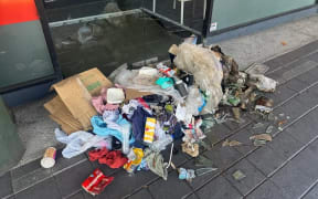 Rubbish dumped outside the electorate office of Te Atatū MP Phil Twyford