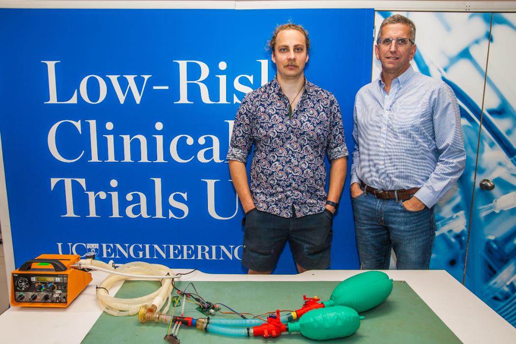 Distinguished Professor Geoff Chase and UC Engineering PhD student Lui Holder-Pearson.