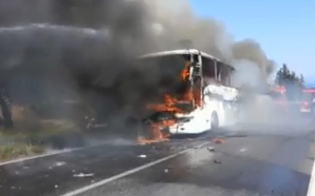 New Zealanders and Australians were on this tour bus which caught fire in Turkey as it was heading to Anzac commemorations in Gallipoli.