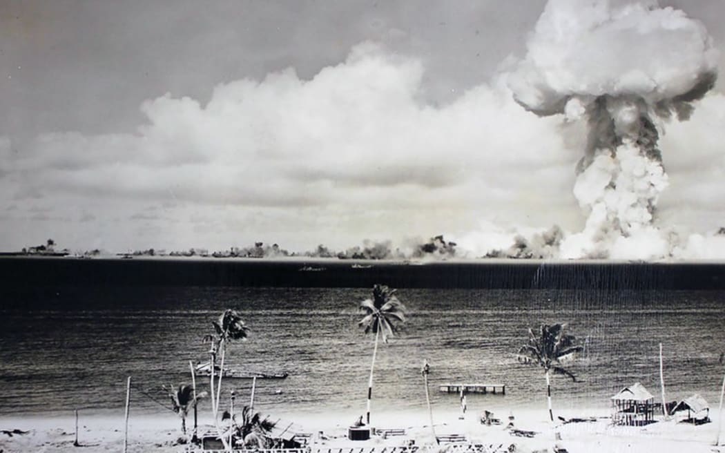 The Able U.S. nuclear test at Bikini Atoll in the Marshall Islands, pictured July 1, 1946. [U.S. National Archives]