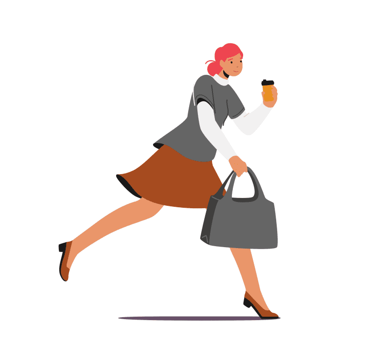 Rushing woman illustration.