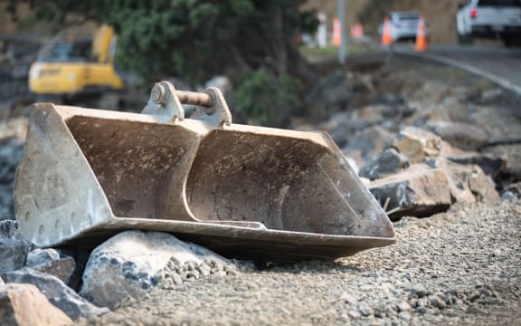 Roadworks on the Thames Coromandel Road after the flooding last week