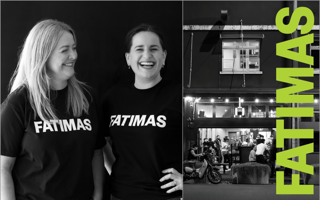 Image of Kirsty Senior and Sophie Gilmour of Fatima's and the book cover.