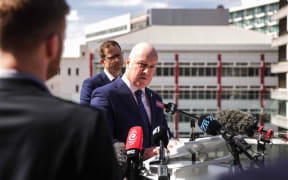 Prime Minister Christopher Luxon and Building and Construction Minister Chris Penk announcing shake-up of earthquake strengthening laws.