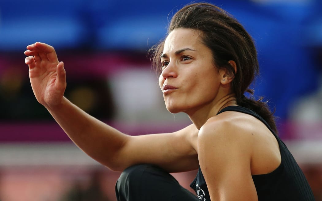 Sarah Cowley of New Zealand reacts after finishing 9th in the Women's High Jump final. Glasgow 2014 Commonwealth Games.