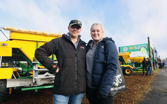 Palmerston North dairy farmers Christian Allen and Anna Maley.