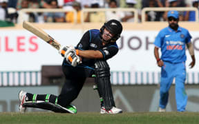 Tom Latham is comfortable playing the sweep shot to spin bowling.